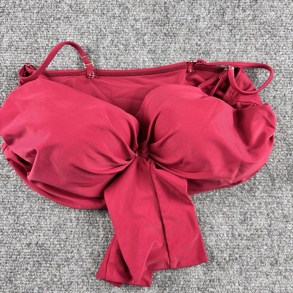 Dressfo Bikini Top Womens L US 8 Red Twist Bow Padded Swim Top